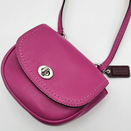 COACH Shoulder Bag Purse Turn Lock Leather Pink Authentic