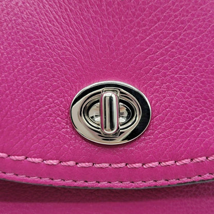 COACH Shoulder Bag Purse Turn Lock Leather Pink Authentic