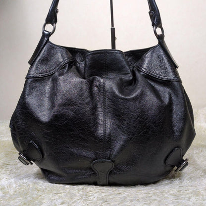 Salvatore Ferragamo Shoulder Bag Purse Gancini Black Leather Authentic