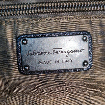 Salvatore Ferragamo Shoulder Bag Purse Gancini Black Leather Authentic