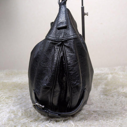Salvatore Ferragamo Shoulder Bag Purse Gancini Black Leather Authentic