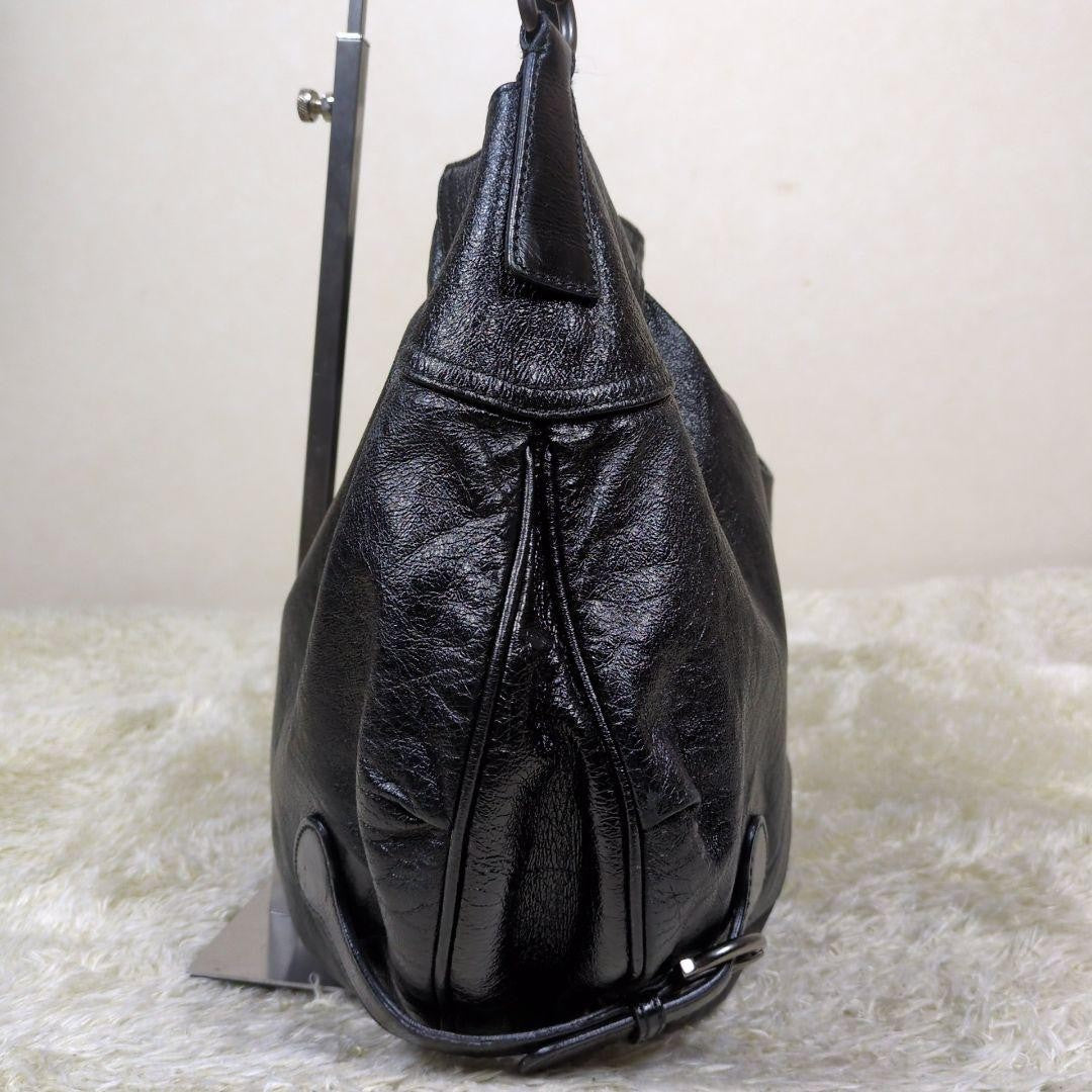 Salvatore Ferragamo Shoulder Bag Purse Gancini Black Leather Authentic