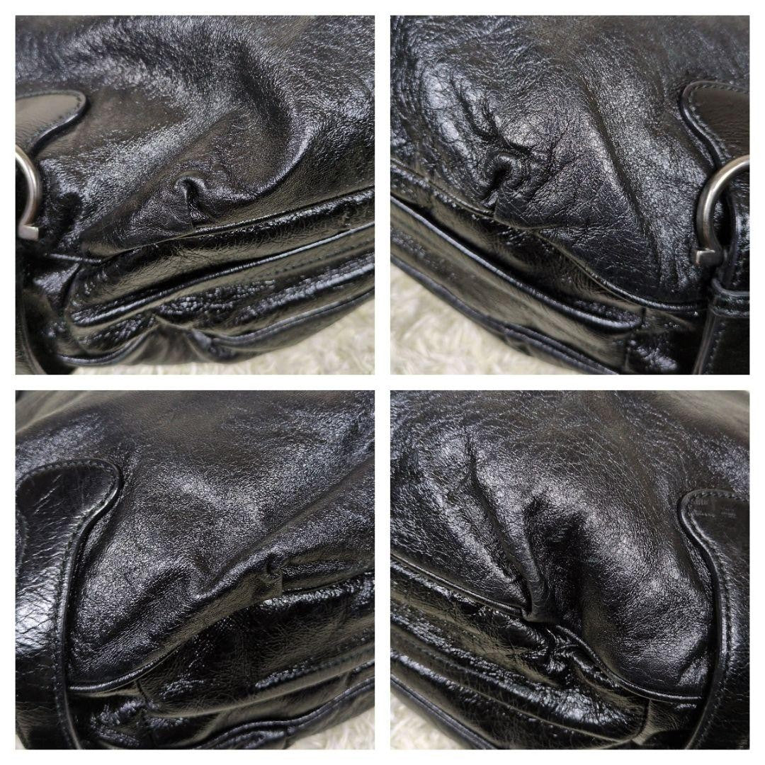 Salvatore Ferragamo Shoulder Bag Purse Gancini Black Leather Authentic