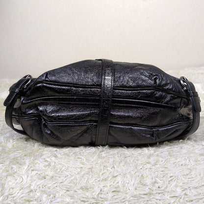 Salvatore Ferragamo Shoulder Bag Purse Gancini Black Leather Authentic