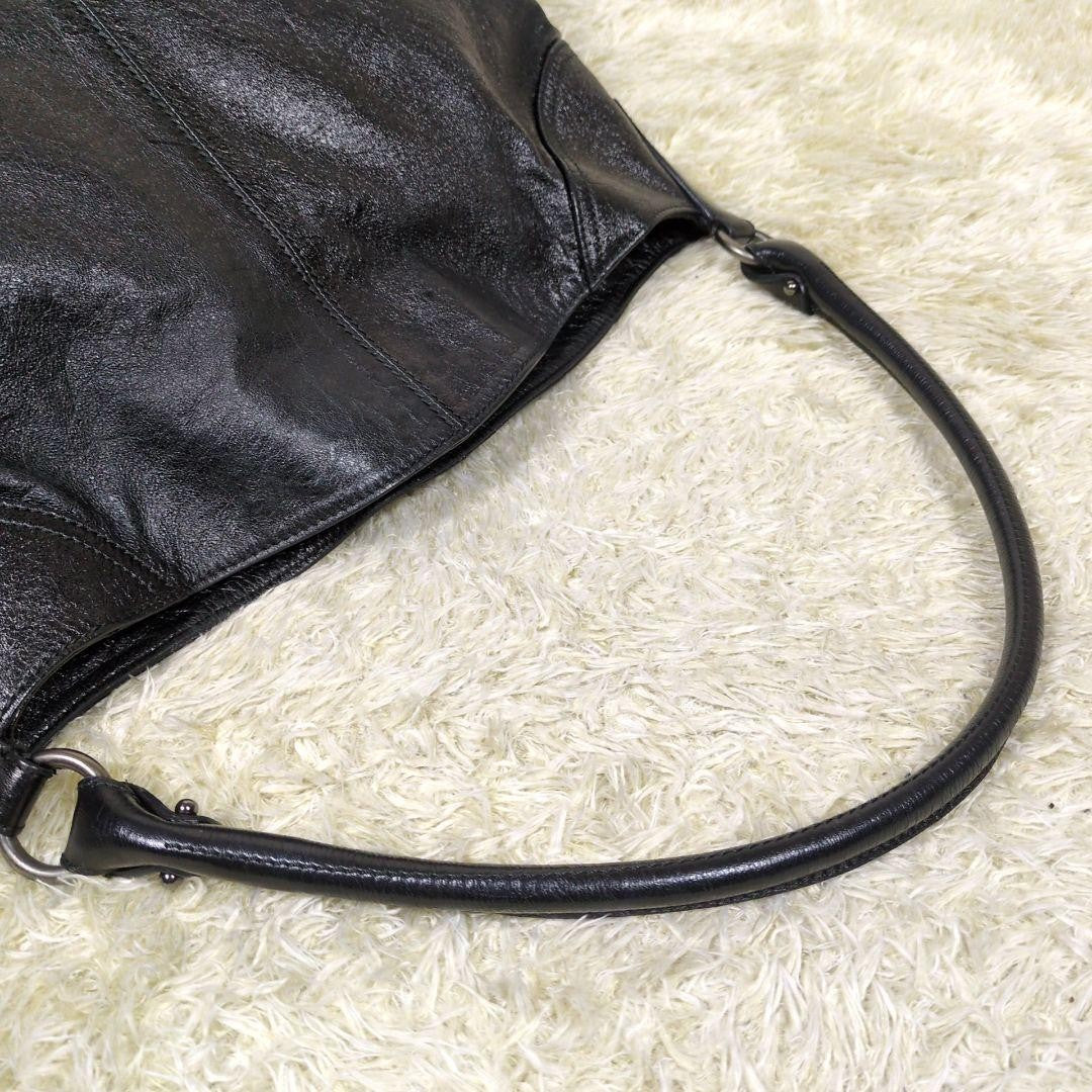 Salvatore Ferragamo Shoulder Bag Purse Gancini Black Leather Authentic