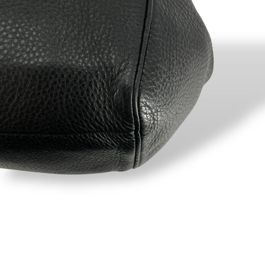 COACH Shoulder Bag Purse 2way Turn Lock Leather Black Authentic