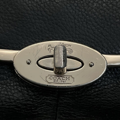 COACH Shoulder Bag Purse 2way Turn Lock Leather Black Authentic