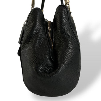 COACH Shoulder Bag Purse 2way Turn Lock Leather Black Authentic