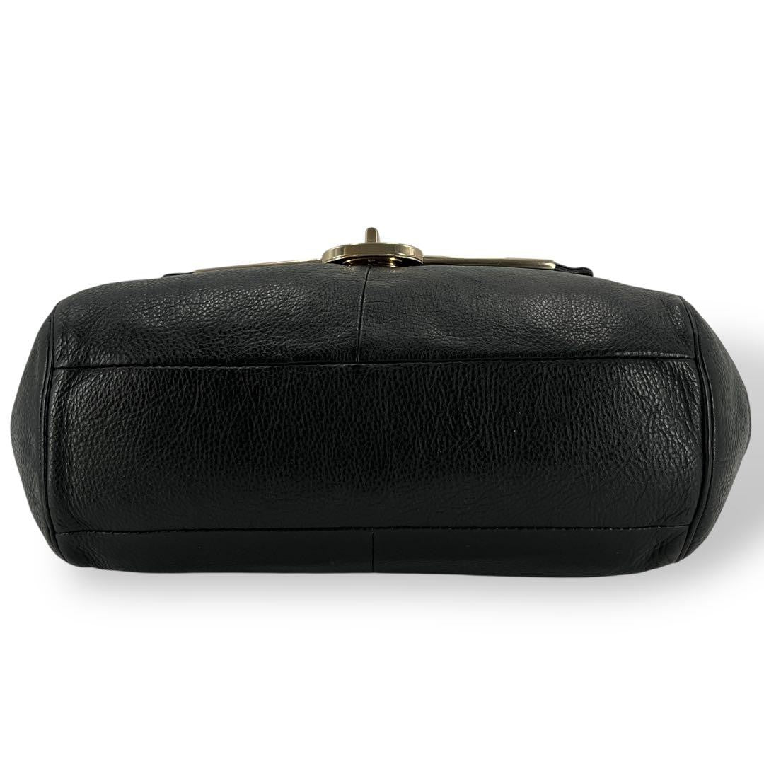 COACH Shoulder Bag Purse 2way Turn Lock Leather Black Authentic