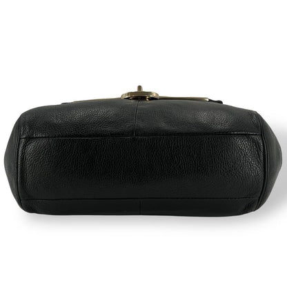 COACH Shoulder Bag Purse 2way Turn Lock Leather Black Authentic