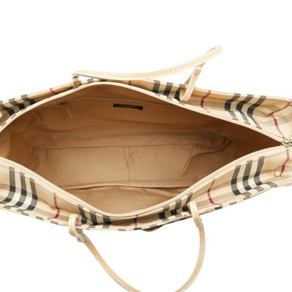 BURBERRY Hand Bag Tote Purse Nova Check Canvas Leather Beige Authentic