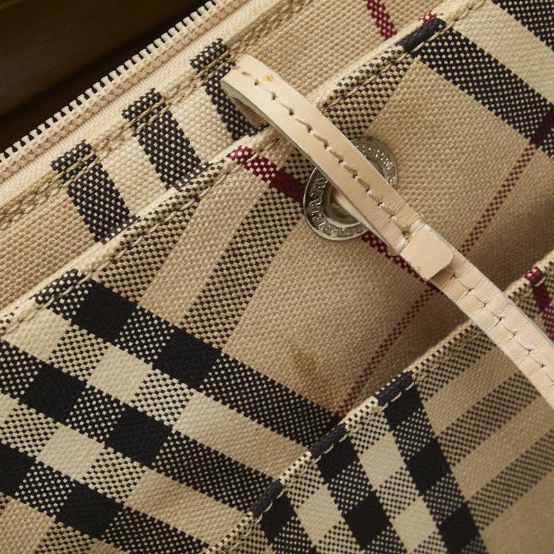 BURBERRY Hand Bag Tote Purse Nova Check Canvas Leather Beige Authentic