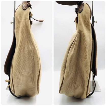 BURBERRY Shoulder Bag Purse 2way Canvas Leather Brown Beige Authentic