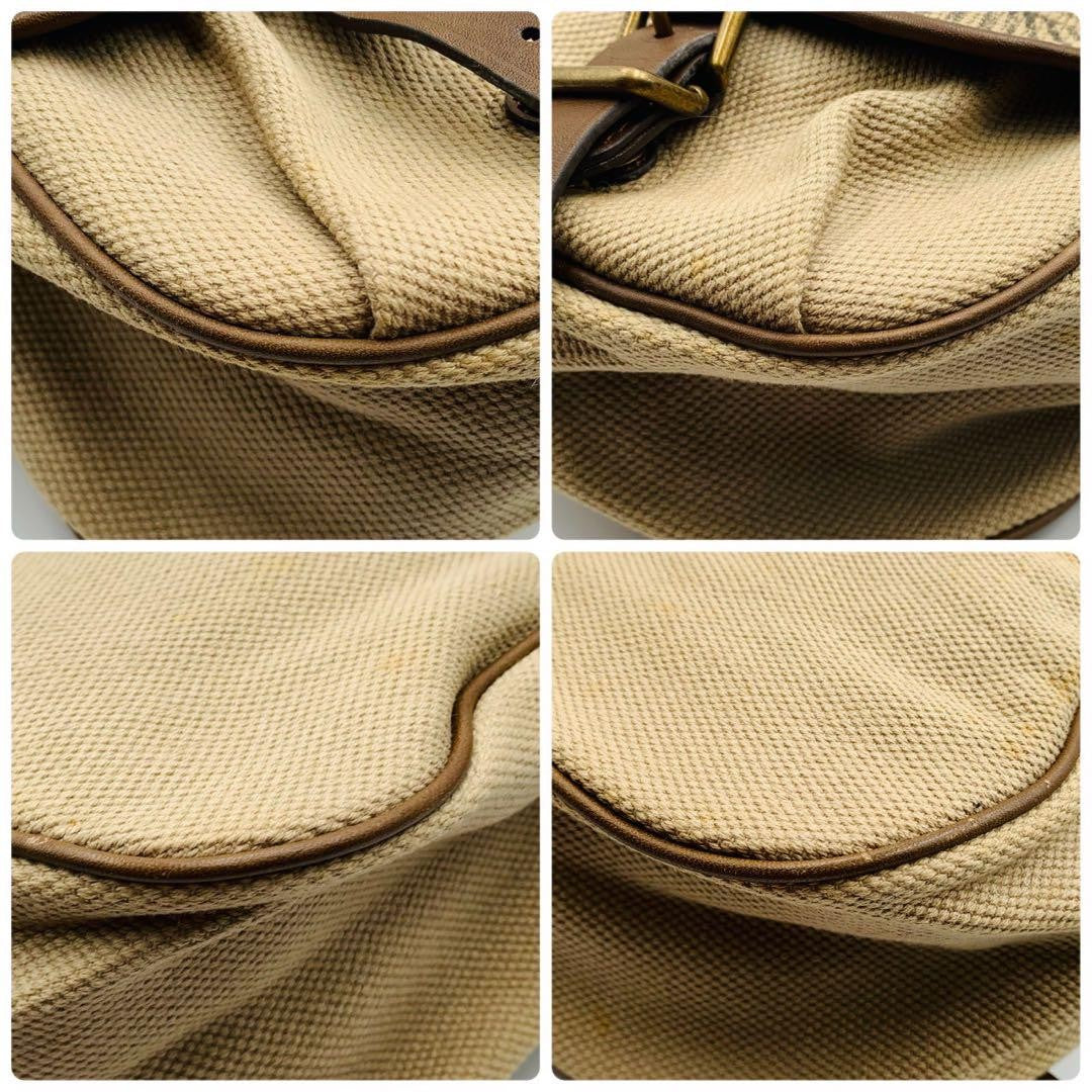 BURBERRY Shoulder Bag Purse 2way Canvas Leather Brown Beige Authentic