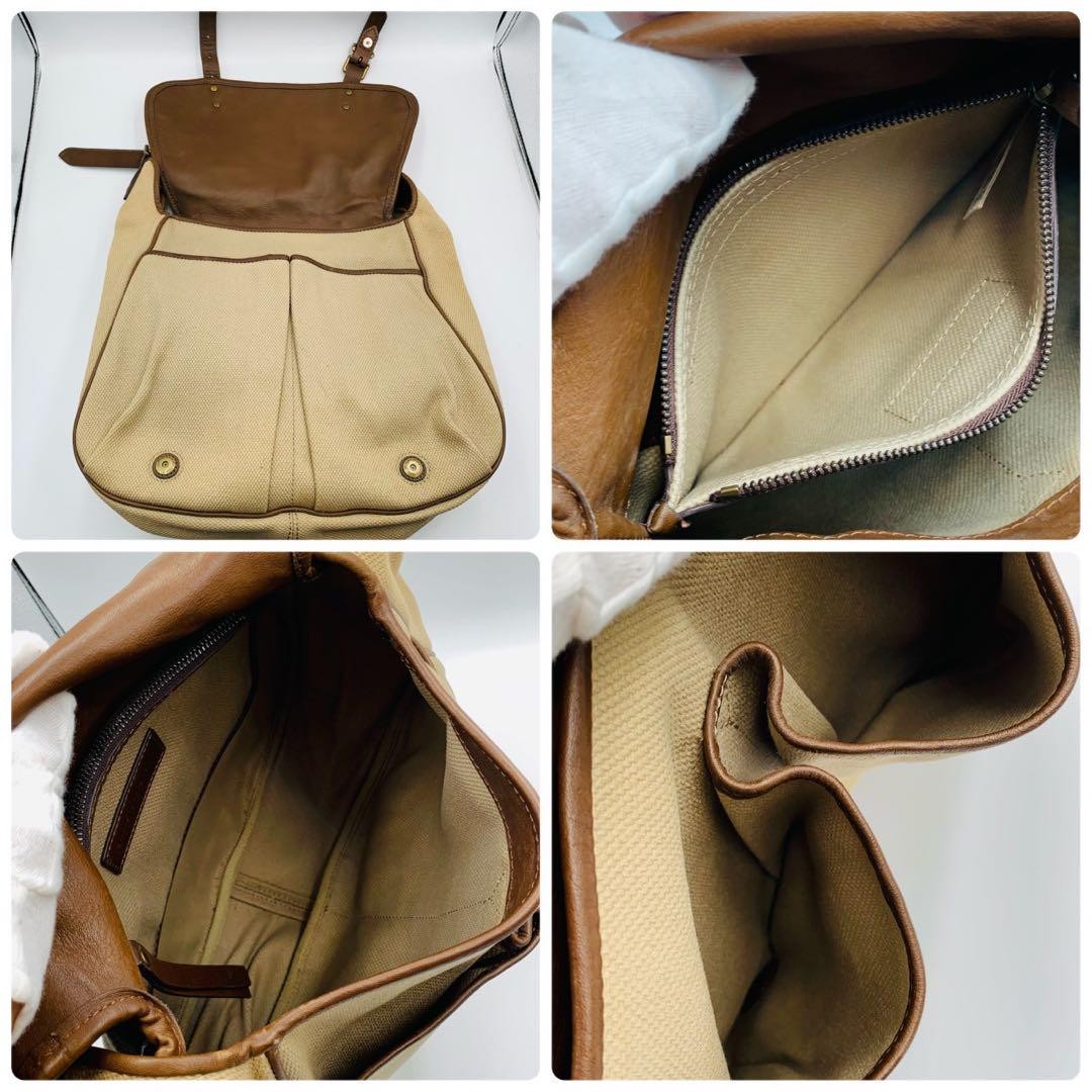 BURBERRY Shoulder Bag Purse 2way Canvas Leather Brown Beige Authentic