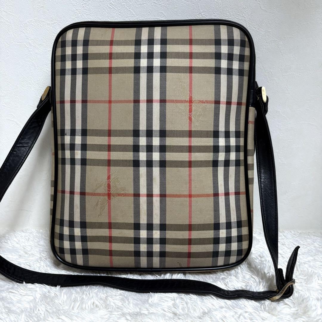 BURBERRY Shoulder Bag Purse Nova Check Canvas Black Authentic