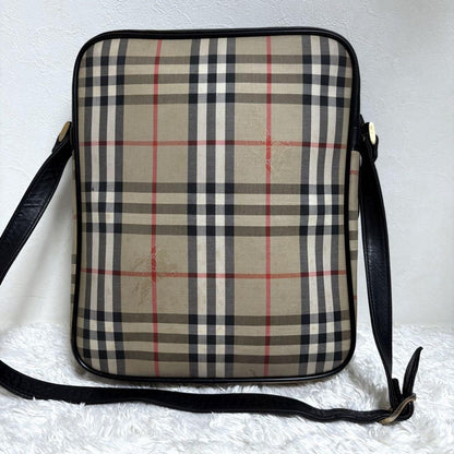 BURBERRY Shoulder Bag Purse Nova Check Canvas Black Authentic