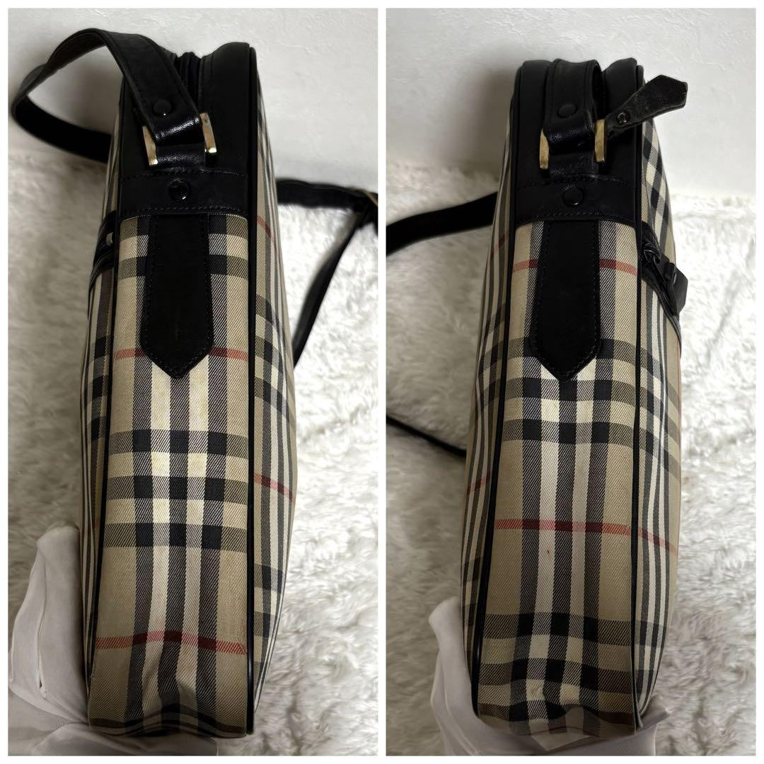 BURBERRY Shoulder Bag Purse Nova Check Canvas Black Authentic