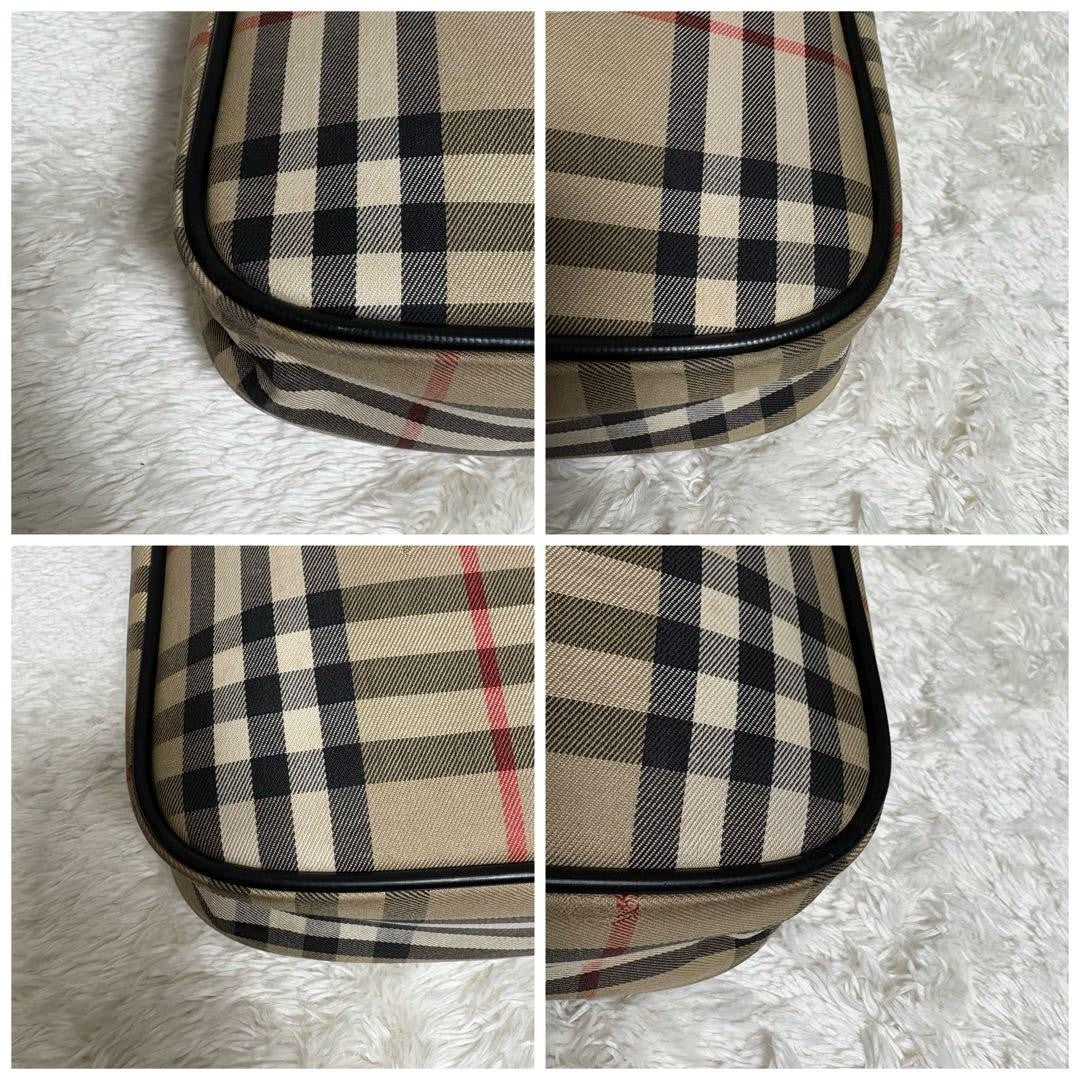 BURBERRY Shoulder Bag Purse Nova Check Canvas Black Authentic