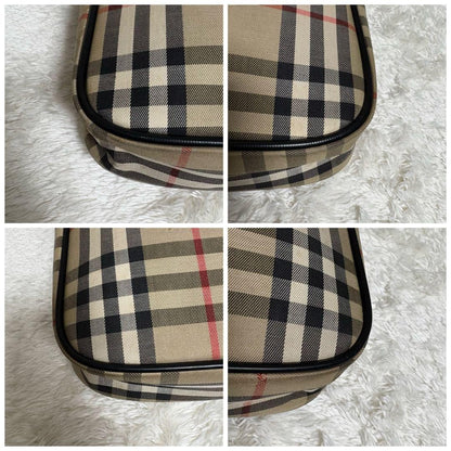 BURBERRY Shoulder Bag Purse Nova Check Canvas Black Authentic