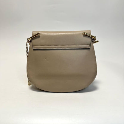 Chloe Shoulder Bag Purse Drew Chain Leather Red Beige Authentic