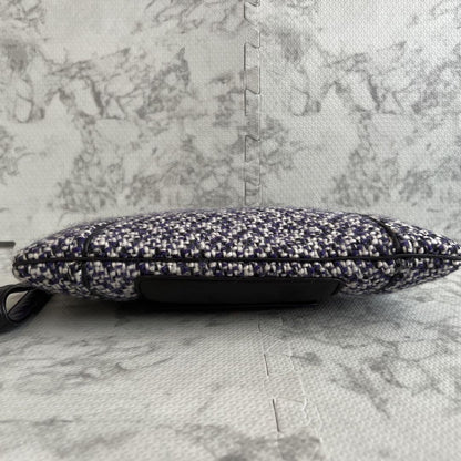 MIU MIU Clutch Bag Second Bag Logo Leather Tweed Purple Authentic