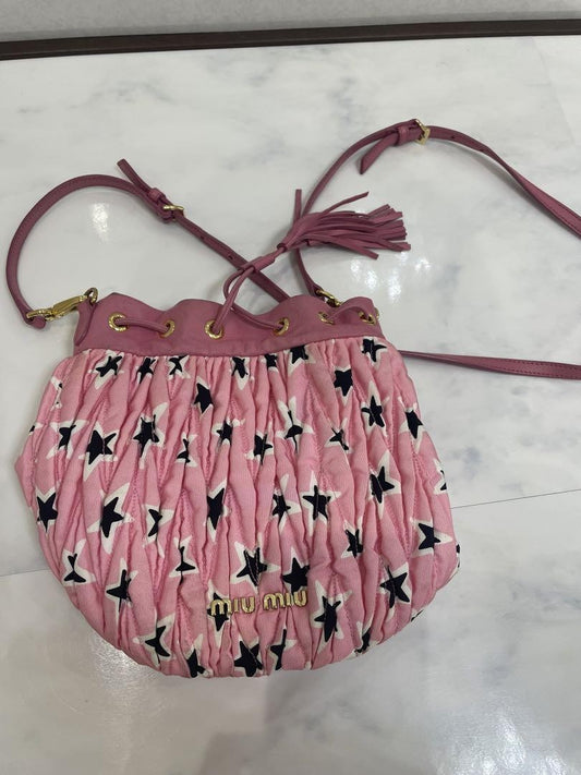 MIU MIU Shoulder Bag Purse Logo Pink Authentic