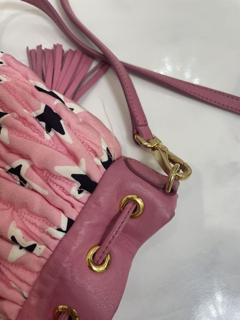 MIU MIU Shoulder Bag Purse Logo Pink Authentic