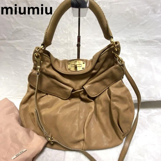 MIU MIU Hand Shoulder Bag Tote Purse 2way Leather Authentic