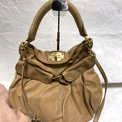 MIU MIU Hand Shoulder Bag Tote Purse 2way Leather Authentic