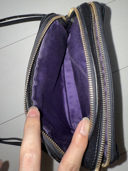 MIU MIU Shoulder Bag Purse Logo Leather Purple Authentic