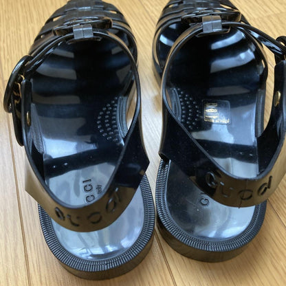 GUCCI Sandals Shoes GG EU 36 US 6 Black Authentic