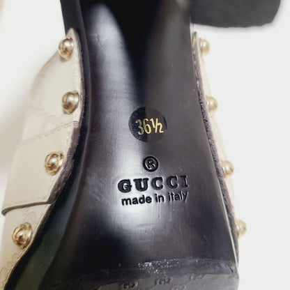 GUCCI Sandals Shoes Horse bit EU 36.5 US 6.5 Leather Wood Ivory Authentic