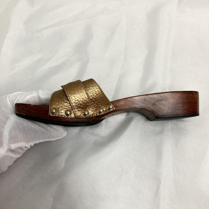 GUCCI Sandals Shoes Horse bit EU 37.0 US 7.0 Brown Gold Authentic