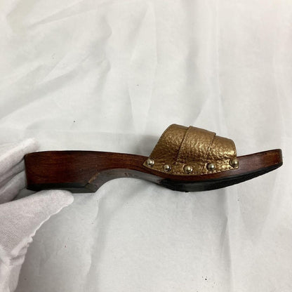 GUCCI Sandals Shoes Horse bit EU 37.0 US 7.0 Brown Gold Authentic