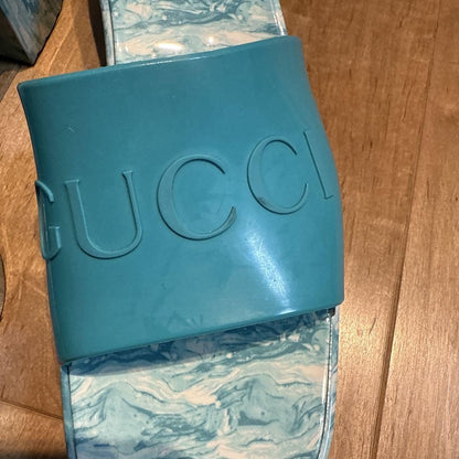 GUCCI Heel Sandals Shoes EU 38 US 8 Blue Authentic