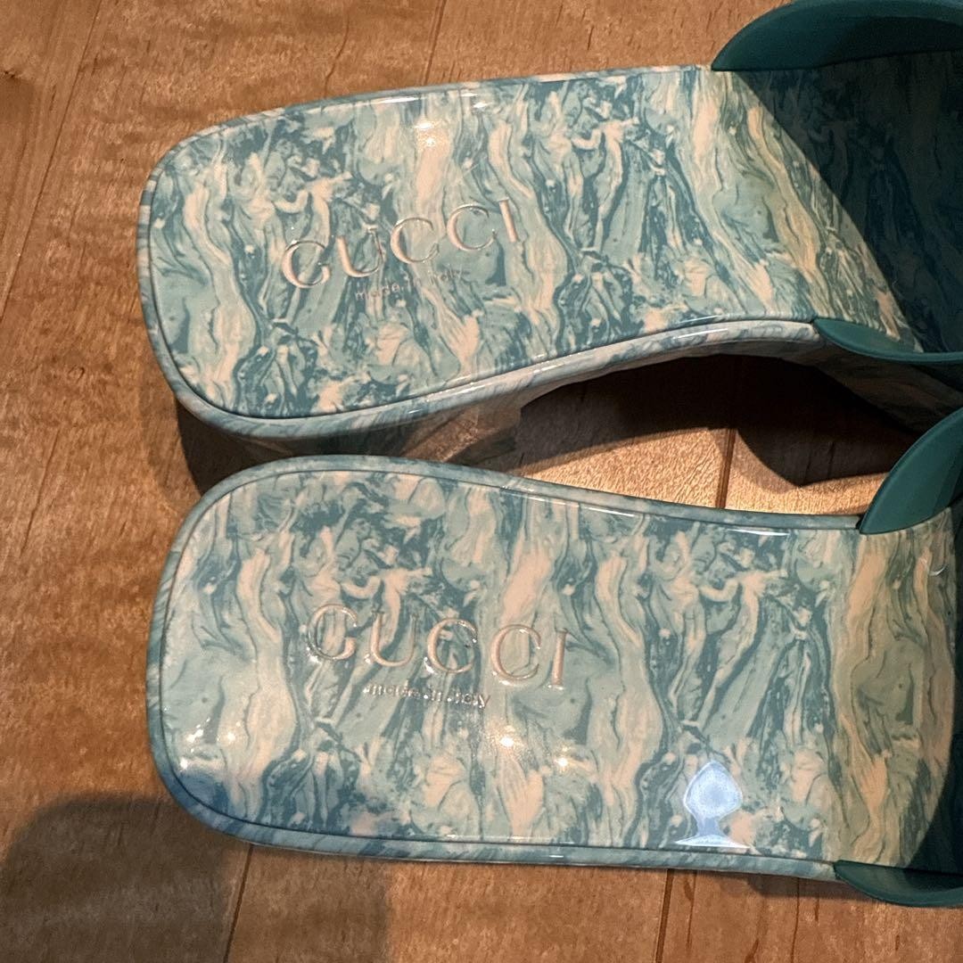 GUCCI Heel Sandals Shoes EU 38 US 8 Blue Authentic