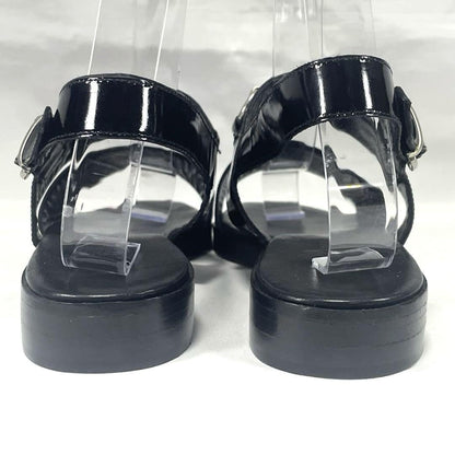 GUCCI Sandals Shoes Horse bit EU 37.0 US 7.0 Leather Black Authentic