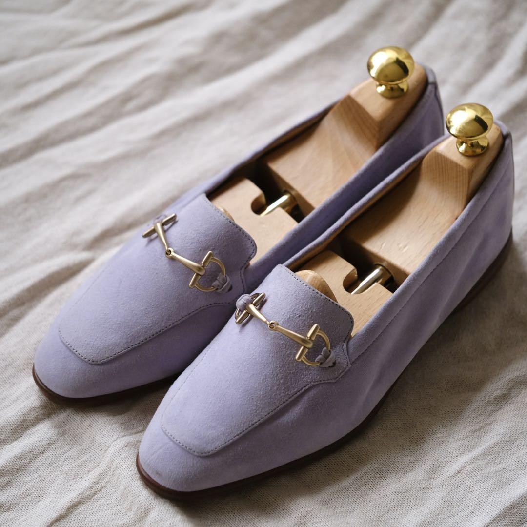GUCCI Loafers Shoes Horse Bit EU 36 US 6 Suede Lavender Authentic