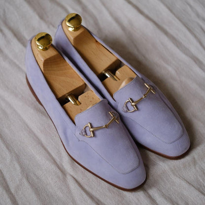 GUCCI Loafers Shoes Horse Bit EU 36 US 6 Suede Lavender Authentic