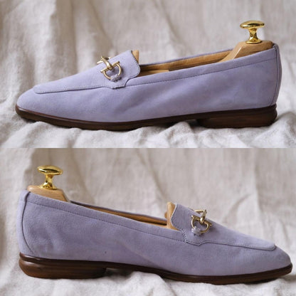 GUCCI Loafers Shoes Horse Bit EU 36 US 6 Suede Lavender Authentic