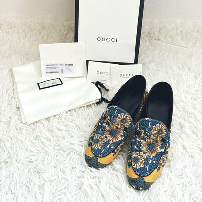 GUCCI Loafers Shoes Horse Bit EU 36.5 US 6.5 Blue Yellow Authentic