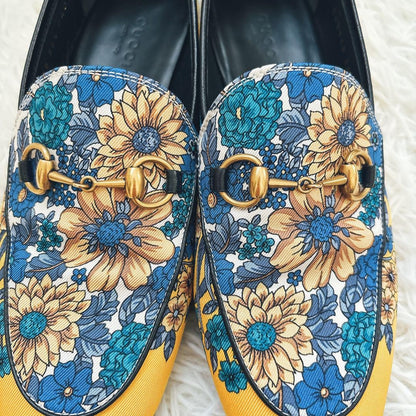 GUCCI Loafers Shoes Horse Bit EU 36.5 US 6.5 Blue Yellow Authentic