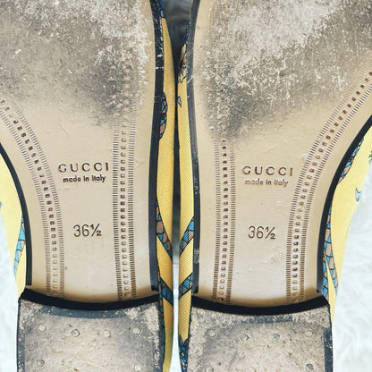 GUCCI Loafers Shoes Horse Bit EU 36.5 US 6.5 Blue Yellow Authentic