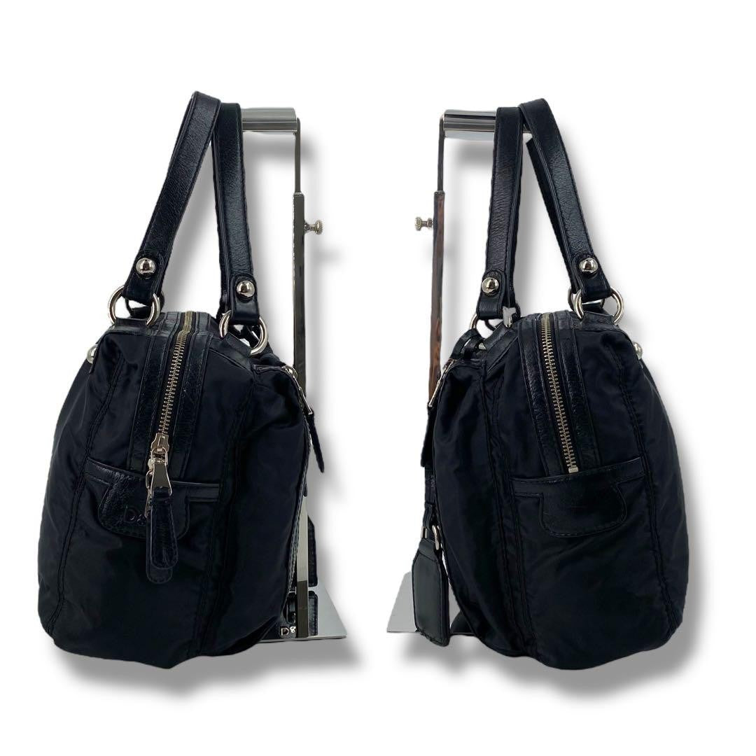 Dolce & Gabbana Hand Bag Tote Purse Nylon Leather Black Authentic