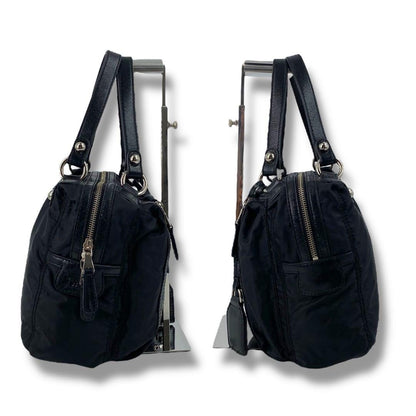 Dolce & Gabbana Hand Bag Tote Purse Nylon Leather Black Authentic