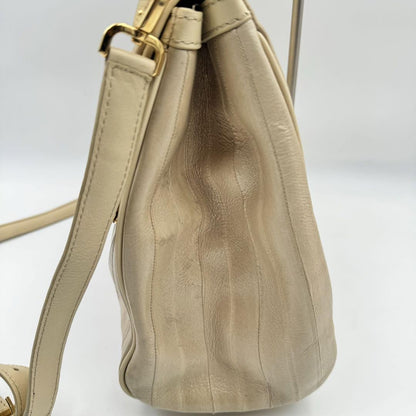 Dolce & Gabbana Hand Shoulder Bag Tote Purse 2way Leopard Leather Beige Auth