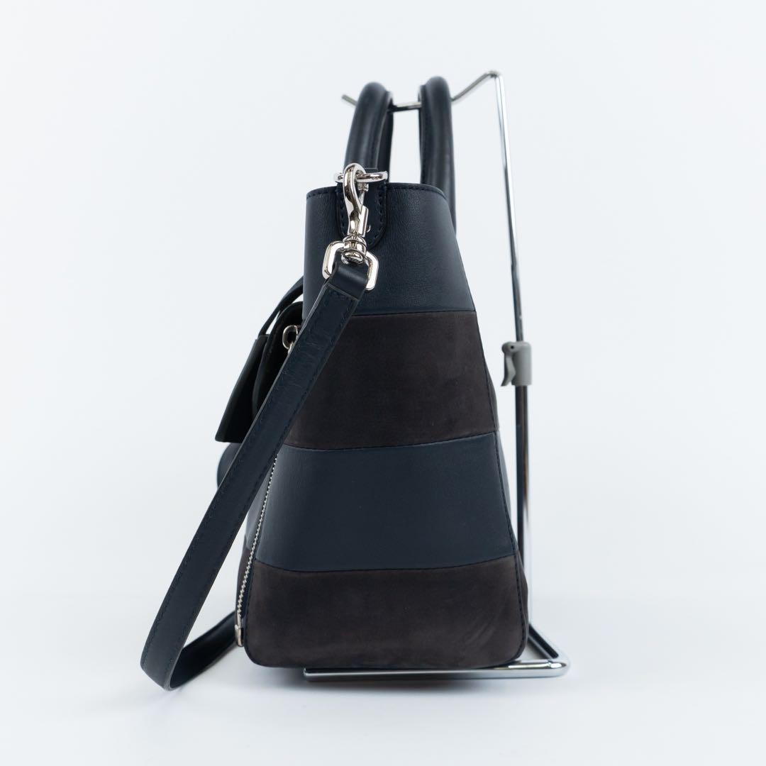 MULBERRY Hand Shoulder Bag Tote Purse 2way Leather Suede Navy Authentic