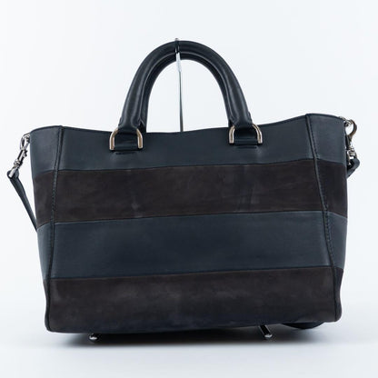 MULBERRY Hand Shoulder Bag Tote Purse 2way Leather Suede Navy Authentic