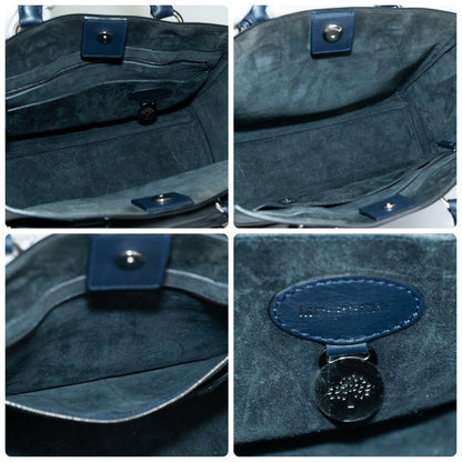 MULBERRY Hand Shoulder Bag Tote Purse 2way Leather Suede Navy Authentic